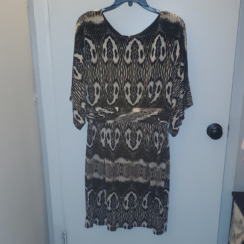 Taylor Black and Cream Midi Dress